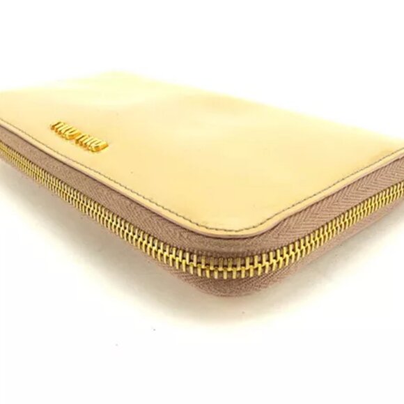 miumiu Wallet Purse Long Wallet Beige Gold Woman Authentic Used - Picture 4 of 6